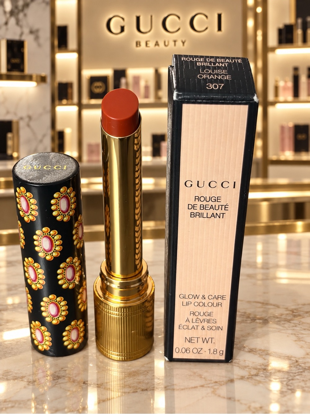 Gucci Rouge de Beauté Brillant Lipstick — Orange 307